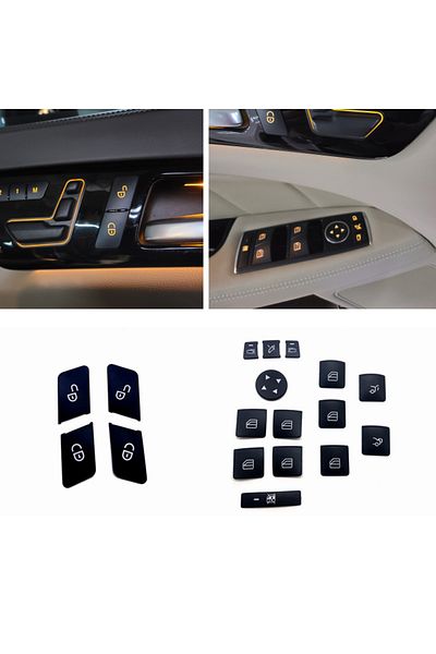 Choice Car Window Glass Lift Button Sticker Door lock Unlock Button Cover Sticker For Mercedes Benz A B ...