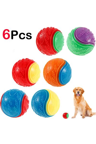 Choice 6pcs 6pcs Squeaky Balls Toys Dogs Interactive Toys Tpr Dog Chew Toy For Dog Pet Teeth Cleaning Bite