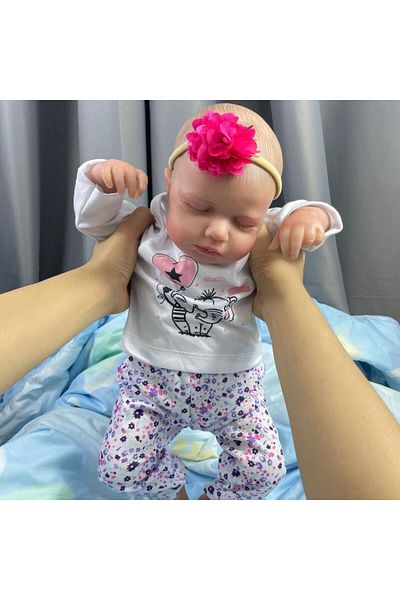 MRB Cloth Body Doll Finished Doll 50CM Finished Reborn Baby Dolls LouLou Sleeping Girl Lifelike Silicone