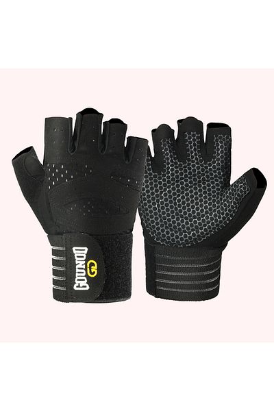 Choice L black GOUNOD Weightlifting Gloves Wristband Support Breathable Anti-Slip Sports Gym Gloves Bodybui