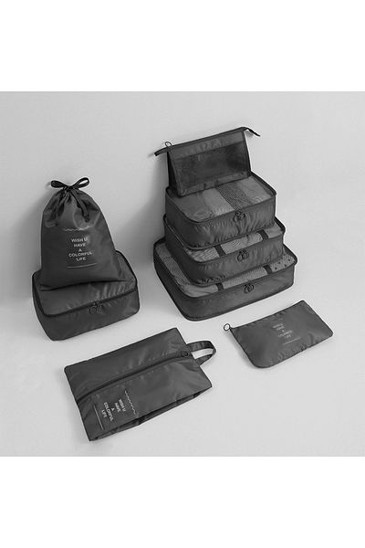 Choice Black 8pcs 8 Pcs/set Black/blue/grey Travel Storage Bag Waterproof Large Capacity Luggage Clothes So