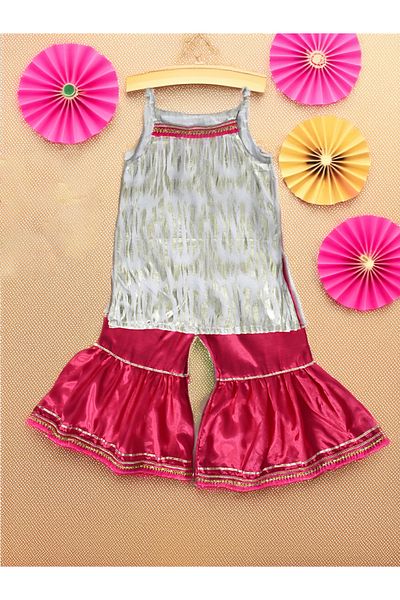 Bella Moda By Styli Strappy Shiny Top & Tiered Sharara Co-Ords Set