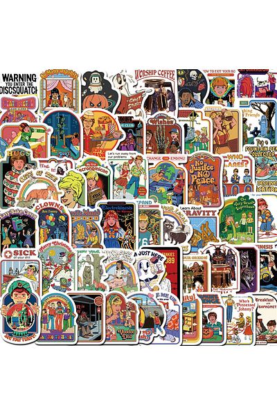 Choice 60pcs All 60pcs Cartoon Retro Ghost Graffiti Mixed Anime Sticker Diy Luggage Skateboard Laptop Helme