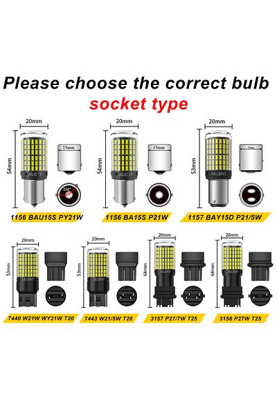 Choice 2pcs 1156 BA15S P21W BAU15S PY21W 7440 W21W P21/5W 1157 BAY15D 7443 3157 LED Bulbs 144smd CanBus ...
