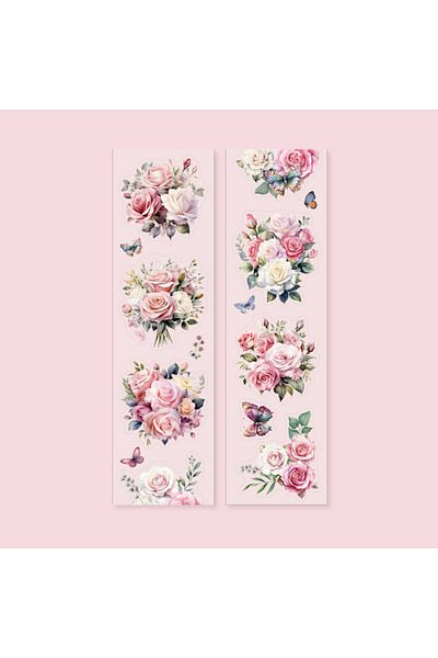 Choice 200cm/Roll PET Retro Flower Tape White Ink Cut Film Colorful Bouquet Series Special-Shaped Handbo...