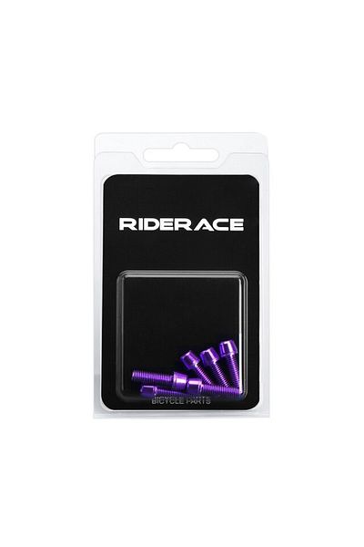 riderace براغي مقود دراجة أرجوانية M5 18 مم 6 قطع/مجموعة مطلية بالتيتانيوم من الفولاذ المقاوم للصدأ الملون للدراجات الجبلية R