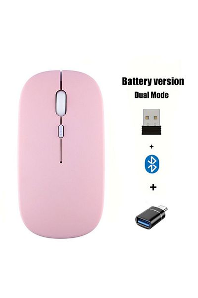 congdi Pink With Otg Portable Wireless Mouse Bluetooth-compatible 2.4ghz Dual Modes Computer Mice With Nano