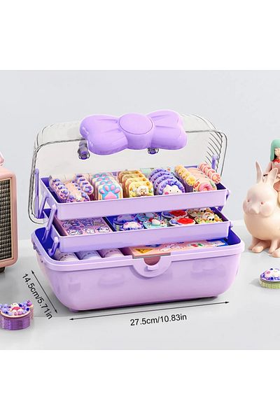 Choice 3-layer Handheld Tissue Storage Box Makeup Separator Children Girls Diy Handheld Ticket Sticker O...