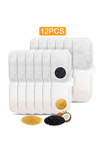 Choice 12 مجموعة من عناصر فلتر الكربون المنشط البديلة لنافورة مياه القطط لتنق...