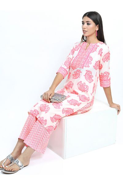 Vishudh By Styli Paisley Print Kurta & Palazzos Set