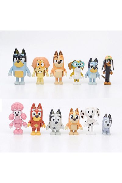 Choice 8/12pcs Bluey Bingo Movable Joints Model Toy Set Cartoon Mini PVC Doll Ornaments Holiday birthday...
