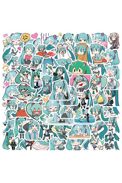 Choice 65pcs 65pcs Cute Cartoon Hatsune Miku Sticker Waterproof Vinyl For Laptop Guitar Skateboard Luggage