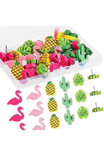 Choice 20/30/50pcs Cactus Shaped Thumb Tacks Decorative Drawing Pins Office Supplies Push Pins Wooden Fo...