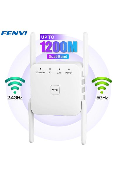 fenvi 1200Mbps 5Ghz Wireless WiFi Repeater Booster 2.4G/5GHz Wi-Fi Signal Amplifier Extender Rout...