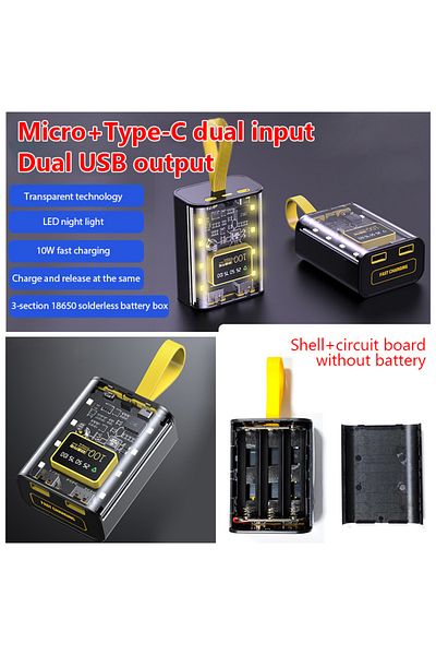 Choice حافظة شاحن بطارية 3*18650 سوداء اللون صندوق بنك طاقة DIY شحن سريع 5 فولت 2 أمبير مخرج USB مزدوج بطارية St