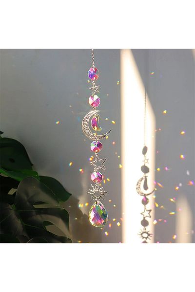 Choice 3486 B 1 Pc Galaxy Stars Moon Crystal Hanging Sun Light Catcher For Outdoor Garden Home Bedroom B &