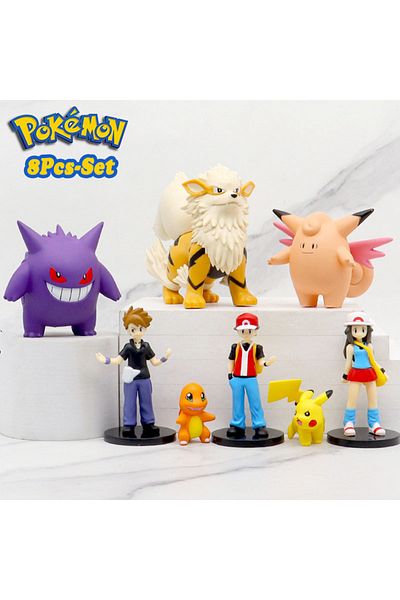 Choice 8pcs-set 8pcs/set Pokemon Anime Figures Scale World Trainer Red Pikachu Charizard Gengar Pvc 4-9cm A