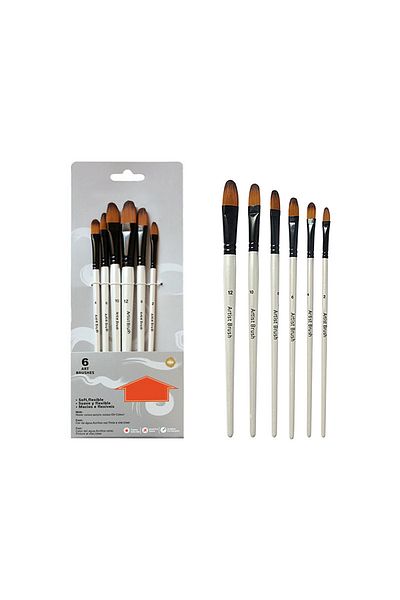 Choice Nail Round Set Two-tone Nylon Hair Brush Pearl White Wood Pole For Oil Paint For Hair Watercolor Bru