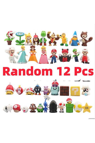 Choice 12Pcs/24Pcs/48Pcs Super Mario Bros Action Figures Kawaii Bowser Anime Figure with Storage Bag for...
