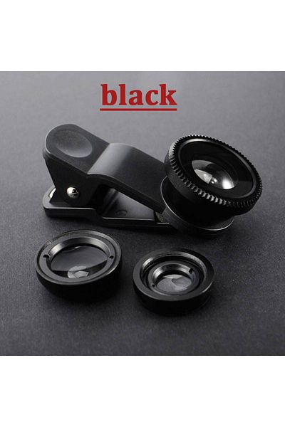 Choice عدسة كاميرا صغيرة بزاوية واسعة 3 في 1 من Fisheye باللون الأسود لهاتف Iphone وXiaomi وRedmi و3 في 1 عدسة تكبير عين السمكة على Sm