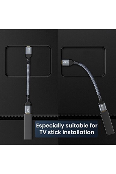 Choice كابل تمديد HDMI 2.1 8K ذكر إلى أنثى بطول 0.3 متر، سلك تمديد مضفر 8K@60Hz 4K@240Hz