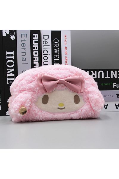 Choice A Sanrio Kuromi Melody Cinnamoroll Pencil Pouch Large Capacity Pen Case Cute Plush Cosmetic Bag Gir.