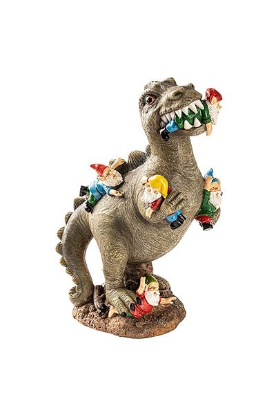 Choice Gray Mischievous Dinosaur Garden Eating Gnome Statue Resin Figurine Best Art Decor For Outdoor Home