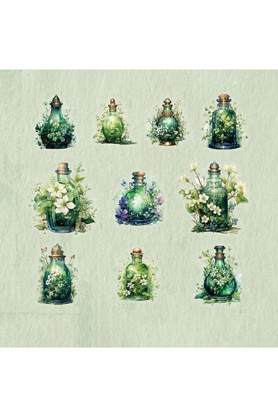 Choice S21467-3 6style 20pcs/pack Vintage Bottle Pet Sticker Pack Decorative Diy Stickers White Ink Card Ha