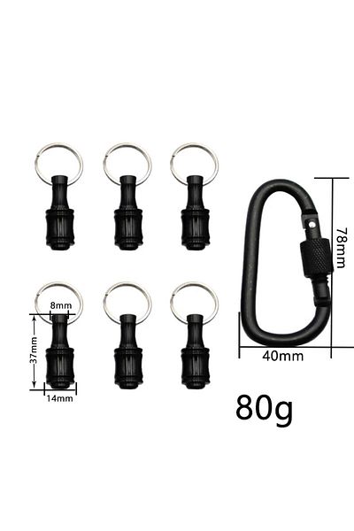 Choice 6pc Black Set 6pc Black Keychain Quick Change Connecting Rod 1/4 Hexagonal Handle Screwdriver Head S