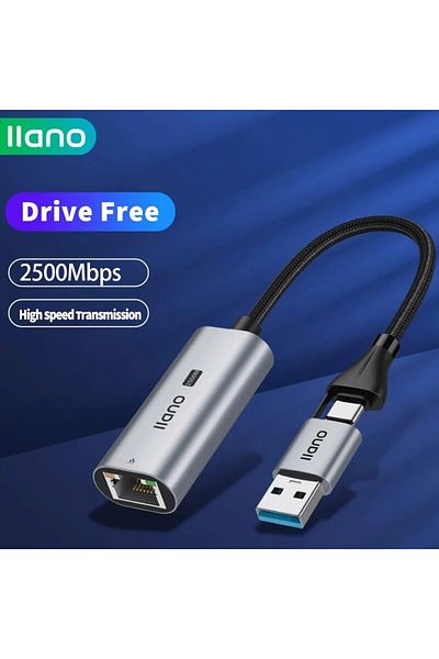 Choice محول شبكة Gigabit من نوع Usb3.1 Type C إلى Ethernet Rj45 Lan من Gray Llano بسرعة 100/1000/2500 ميجابت في الثانية للكمبيوتر الشخصي