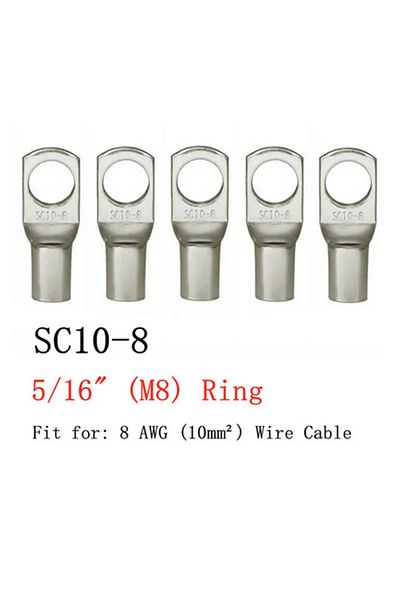 Choice 20pcs 10-8 20pcs 4-25mm Assortment Tinned Copper Lugs Ring Crimp Terminals Battery Wire Welding Cabl