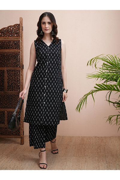 Vishudh By Styli All Over Print Cotton Kurta & Palazzo Set