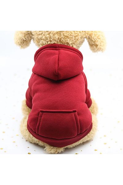 Choice Red Xl Fashion Dog Clothing Autumn And Winter Small Pet Clothes Thickening Warm Solid Color Two-feet