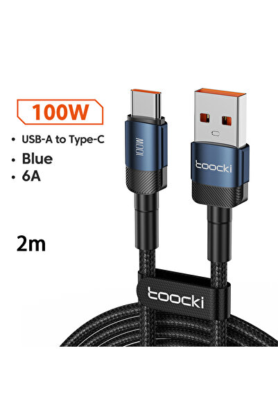 Choice كابل HY A-C بطول مترين، أزرق اللون، من نوع USB إلى Type C، بقدرة 6 أمب...