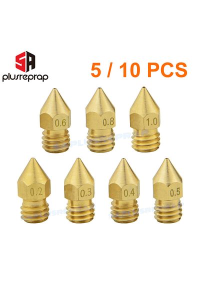 5Aplusreprap 0.4mm 10 Pcs 5/10pcs Mk8 Brass Nozzle 0.2mm 0.3mm 0.4mm 0.5mm Extruder Print Head Nozzle For 1.75mm