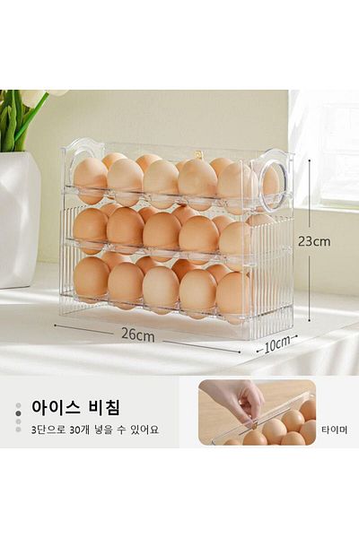 Choice Transparent Kitchen Large Capacity Egg Fridge Storage Box - Portable Multi-layer Egg Tray Organizer,