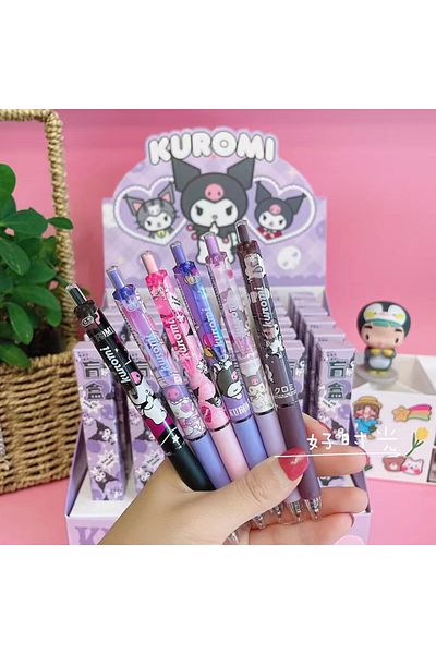 Choice Sanrio 6Pcs Gel Pen Hello Kitty Cartoon Kuromi  Black 0.5mm ST Quick Drying Press The Ballpoint P...