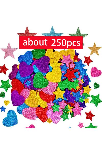 Choice 250pcs Hearts Stars 50-250pcs Colorful Glitter Foam Stickers Self Adhesive Stars Hearts Kid's Arts C