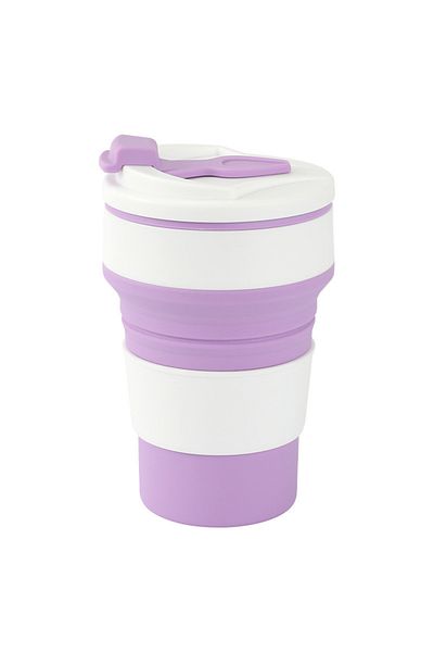 Choice Violet 350ml Food-grade Silicone Folding Cup, With Lid, Reusable Portable Coffee Cup, Hot Drink ,sui