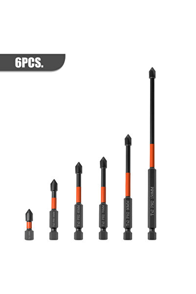 Choice1 6pcs25-150mm Strong Magnetic Batch Head PH2 Cross Screwdriver Set Impact Drill Bit Screw Alloy Steel