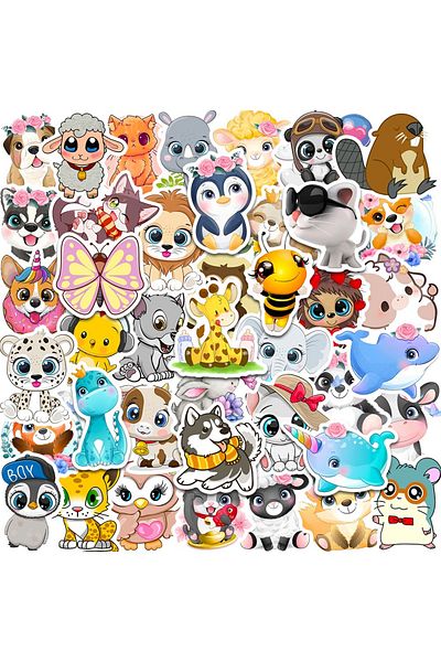 Choice 50pcs Cute Animal 50pcs Cute Mixed Animal Stickers Phone Case Notebook Skateboard Laptop Water Bottl