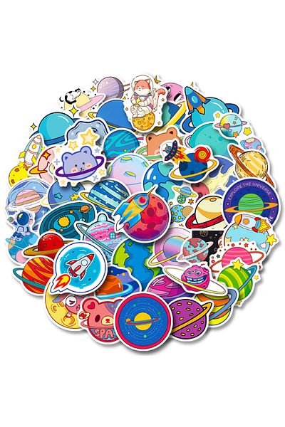 Choice 50pcs 50pcs Space Planet Sticker Planet Meteorite Combination Astronaut Sticker Cute Sticker Pack La