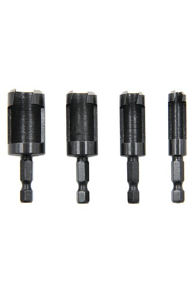 Choice 4pc Black Set Hexagonal 4pc Hexagonal Handle Black Cylindrical Wooden Plug Drill Round Wood Extracti