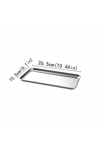Choice 1Pc Household Stainless Steel Vermicelli Dish Thickened Rectangular Flat Bottom Liangpi Dish Barb...