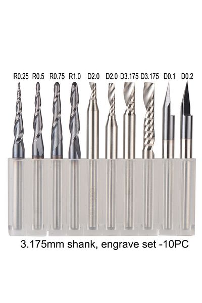 DREANIQUE CNC Solid Carbide engraving bits milling cutter woodwork set 3.175mm 6.35mm 6mm shank router bits...