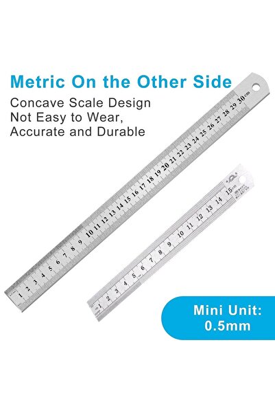Choice Double Sided Stainless Steel Straight Ruler - Centimeter Inch Scale Precision Measuring