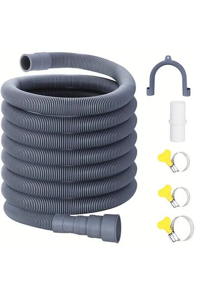 Choice 2.5m Washing Machine Drain Hose Flexible Dishwasher Drain Hose Extension Kits Corrugated Washer Disc