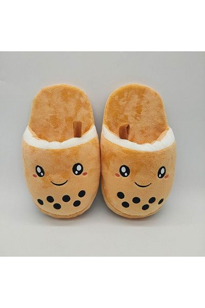 Choice Cartoon Boba Milk Tea Plush Slippers Pearl Milk Tea Autumn and Winter Home Slippers Warm Soft Sol...