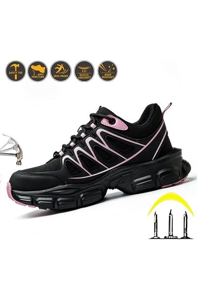 Choice 39 212black Fashion Safety Shoes Women Work Sneakers Structured Shoes Pneumatic-proof Protective Sho