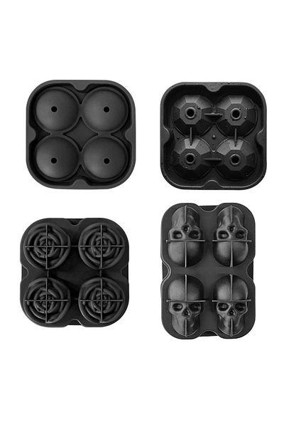 Choice Skeleton Black Silicone 3d Ball ,skull, Diamond-shaped Ice Mold ,reusable Ice Cube Mold Ice Cube Tra